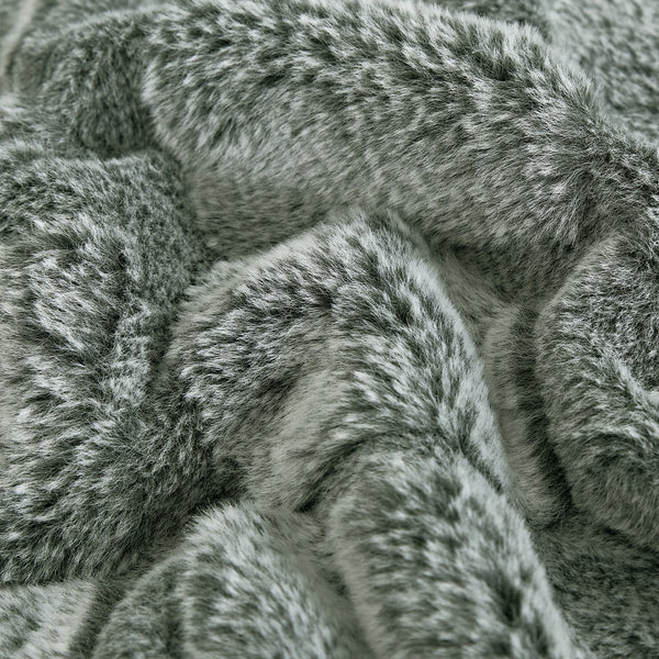 Dark Grey Embossed Soft Plush Faux Fur Throw Blanket - 50" x 70"