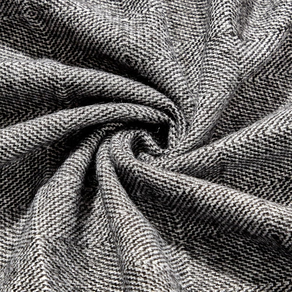 Charcoal Grey Textured Woven Soft Cozy Throw Blanket with Fringe Tassels – 50"x60"
