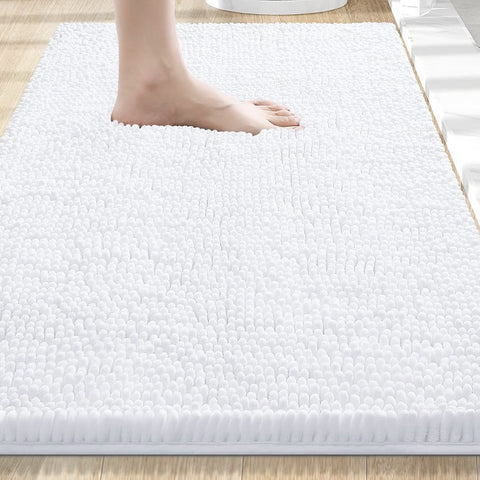 39"x24" - White Soft Cozy Plush Chenille Bath Mat Bathroom Rug