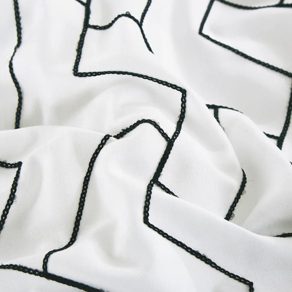White Black Stripe Geometric Modern 9 Piece Bed-in-a-bag Comforter Set