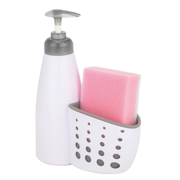White Grey Plastic Kitchen Liquid Soap Dispenser Caddy