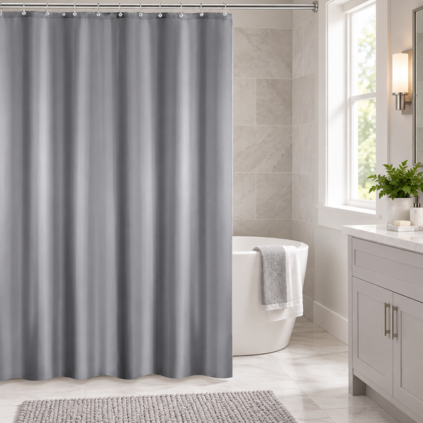 71" x 71" - Grey Vinyl Shower Curtain Liner Waterproof