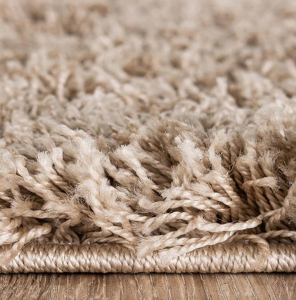 Beige Soft Plush Thick Textured Shag Runner Rug – 2'6" x 16'5"