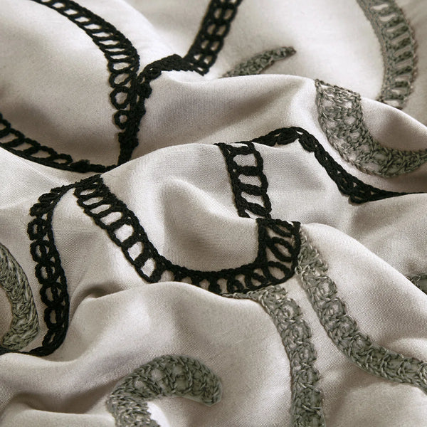 Grey Black Striped Geometric Modern 9 Piece Bed-in-a-bag Comforter Set