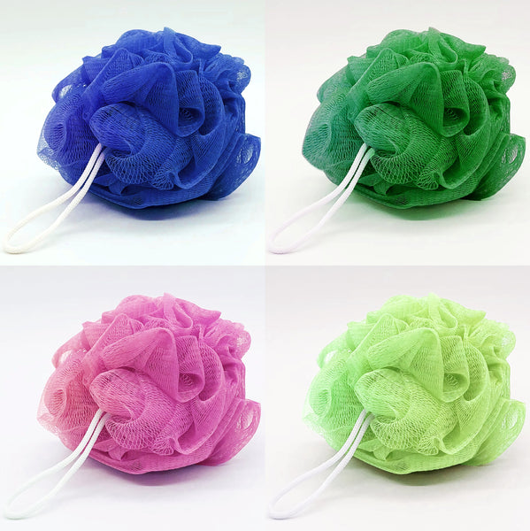 4 Pack Multicolor Mesh Exfoliating Bath Loofah Shower Sponge Body Scrubber