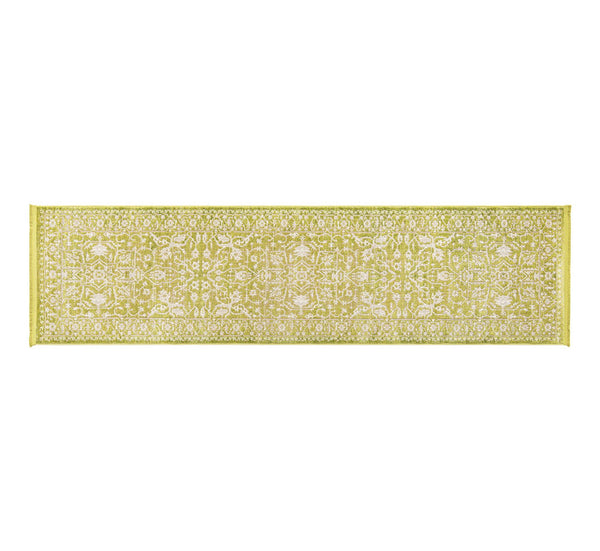 Olive Green Ivory Vintage-Inspired Floral Medallion Runner Rug - 2'7" x 10'