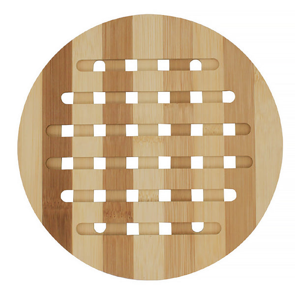 2-Pack Natural  Bamboo Round Heat-Resistant Trivet Set - 7.7" Long