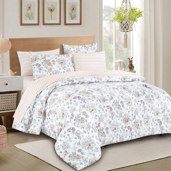 7 Piece Floral Modern Comforter Set Soft Bedding