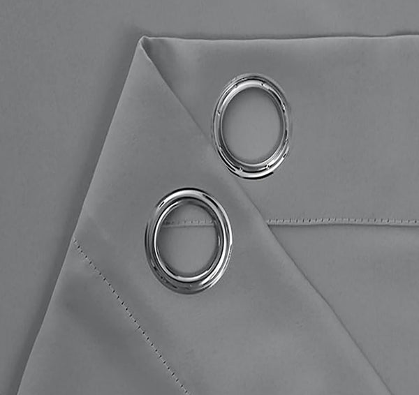 2 Piece Solid Charcoal Grey Blackout Grommet Curtain Panel Set - 63" Long