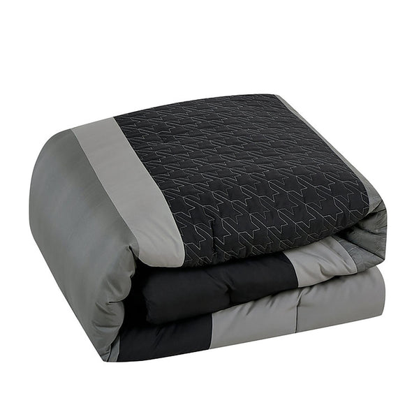 6 Piece Black & Gray Comforter Set Embroidery Soft Bedding