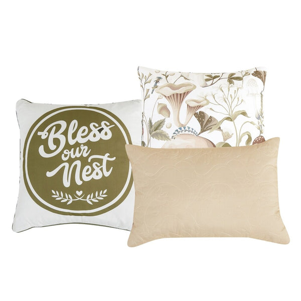 6 Piece Ivory Green Floral Soft Bedding Comforter Set