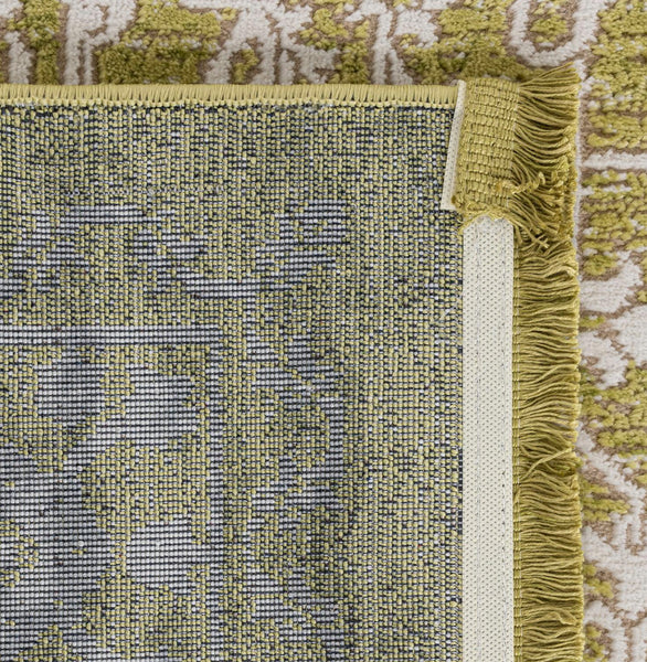 Olive Green Ivory Vintage-Inspired Floral Medallion Runner Rug - 2'7" x 10'