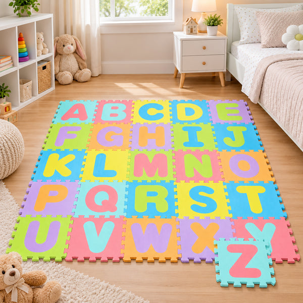 26 Piece Set - Large Alphabet Foam Educational Learning Colorful Puzzle Tiles Mat Set