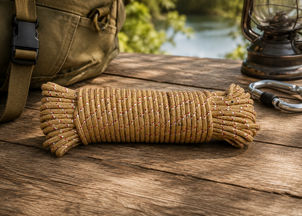 Dark Beige Braided Utility Rope for Camping, Outdoor & Household Use - 98.5 Feet
