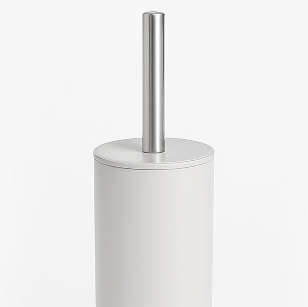 15" Tall Modern White Toilet Brush Set with Holder