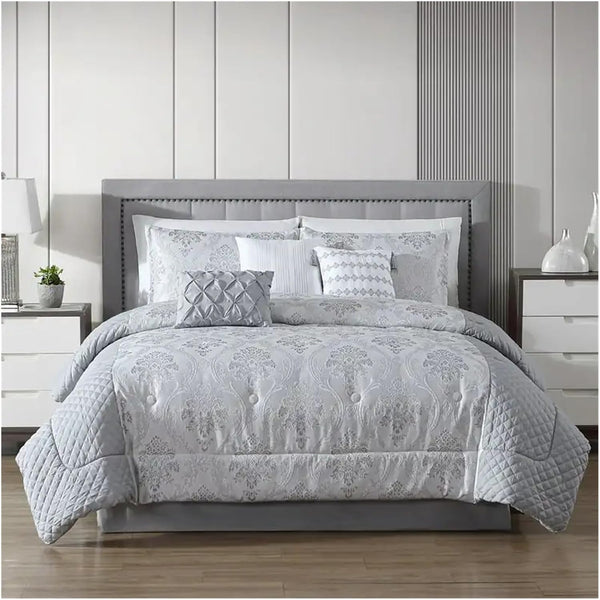 7 Piece Floral Modern Comforter Set Soft Bedding