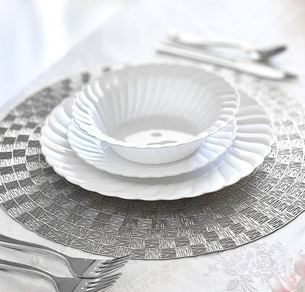 4 Pack Silver Round Circle PVC Placemat