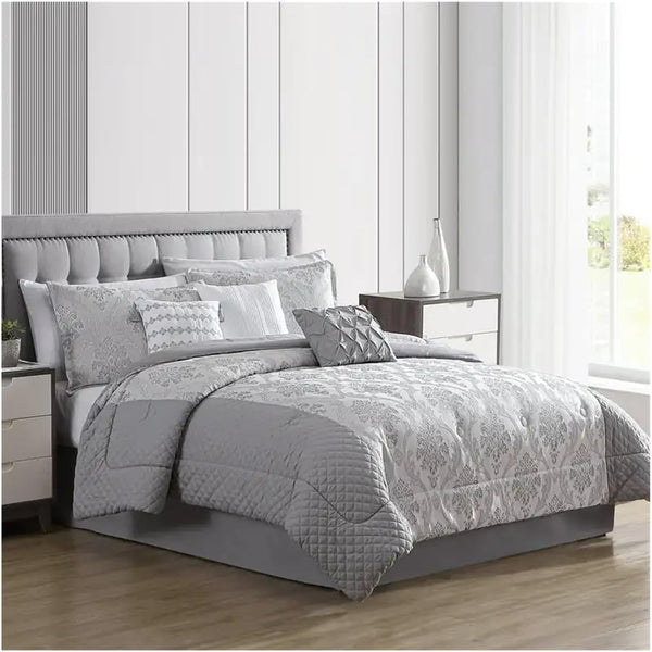 7 Piece Floral Modern Comforter Set Soft Bedding
