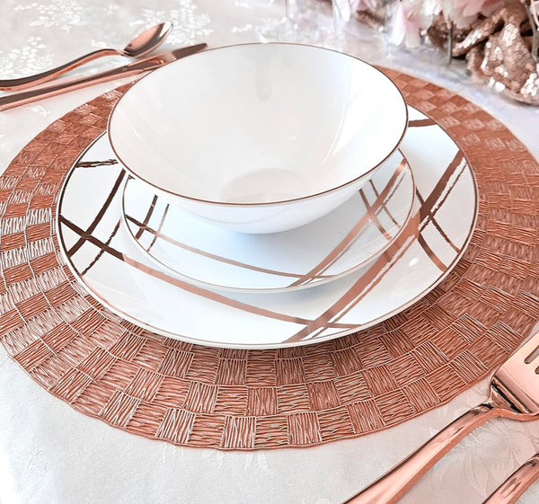 4 Pack Rose Round Circle PVC Placemat
