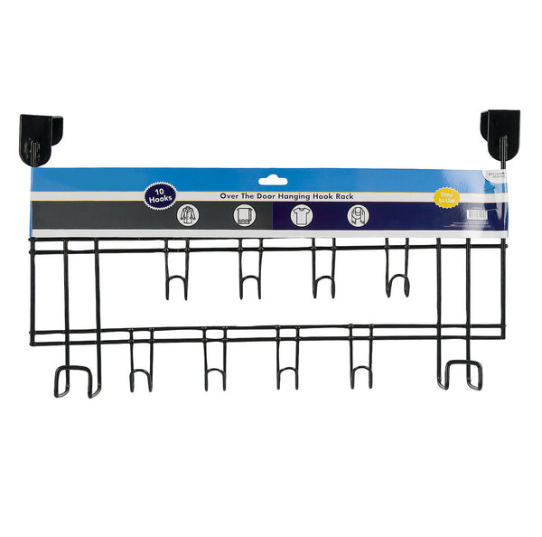 Black Over The Door Hanger Hanging Rack 10 Hooks Organizer