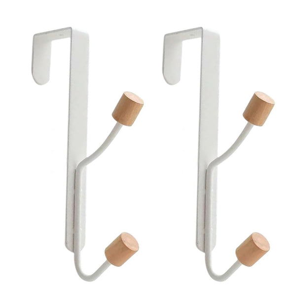 Set of 2 - Heavy Duty White Over The Door Hanger Hanging Hook