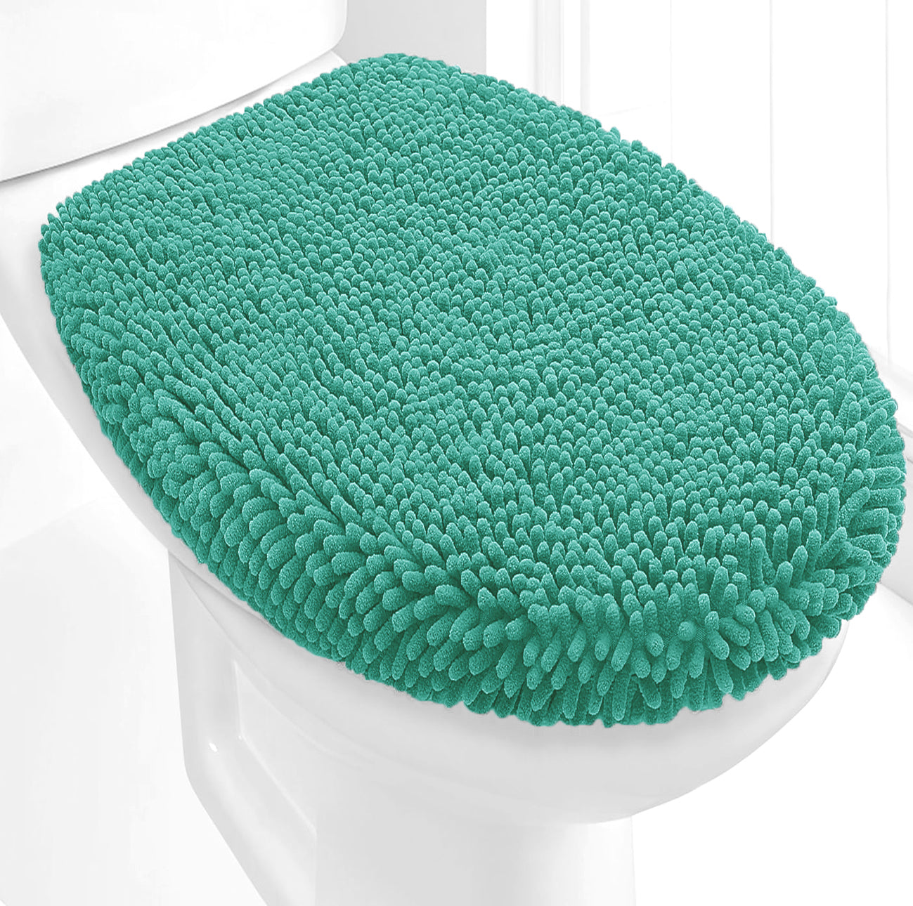 18"x18" - Turquoise Blue Soft Cozy Plush Chenille Toilet Seat Cover