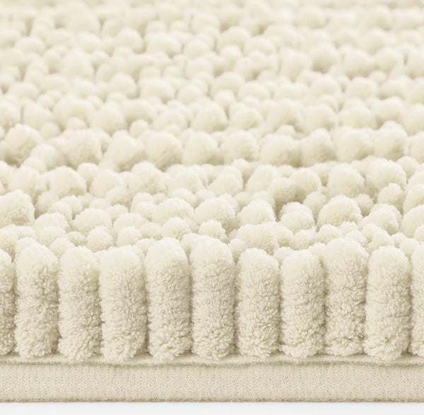 2 Piece Set Cream Soft Cozy Plush Chenille Bath Mat Bathroom Rug