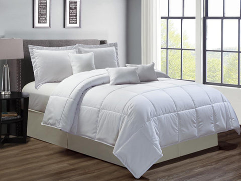 White Queen Size 7-piece Down Alternative Comforter Set