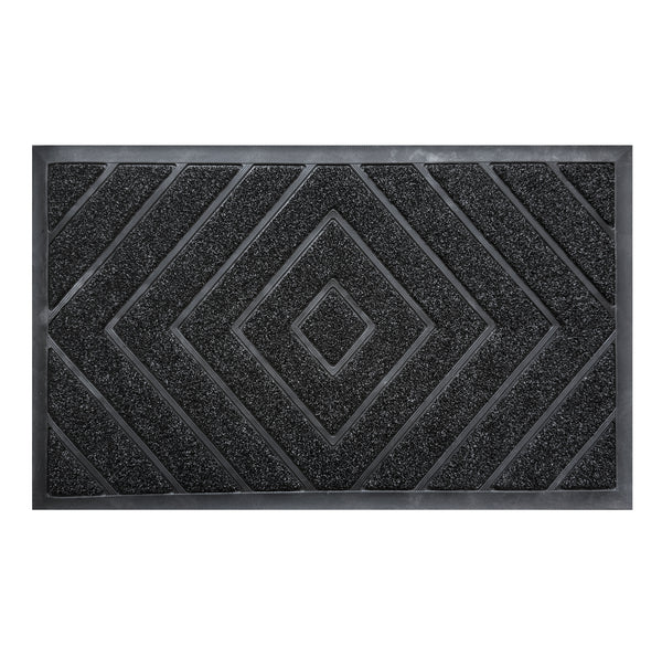 Black Geometric All-Season Sturdy Absorbent Non-Slip Rubber Backing Multipurpose Door Mat
