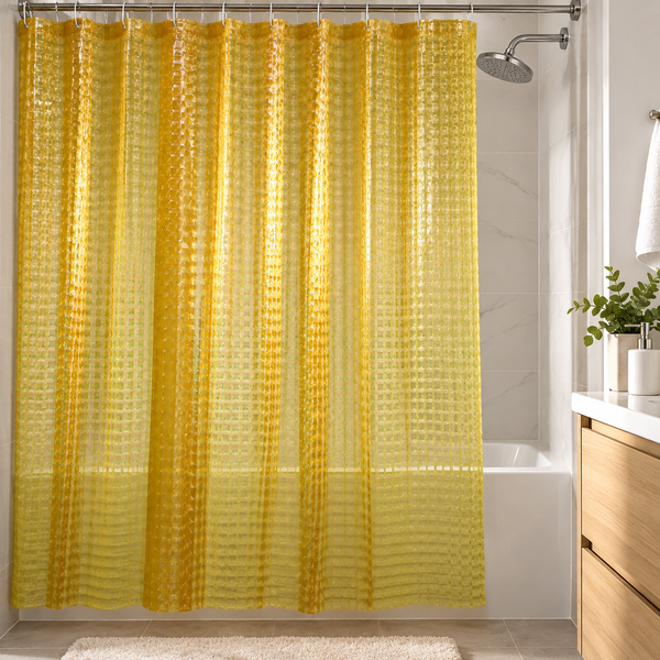 Gold 3D Geometric Vinyl Shower Curtain Liner Waterproof