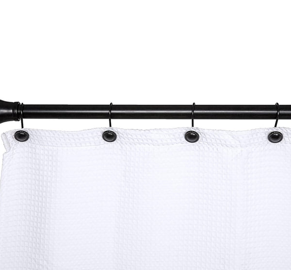 12 Piece Set - Matte Black Button Heavy Duty Shower Curtain Hooks Rings Rustproof Metal