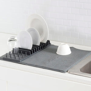 Plastic Dish Rack with Micro Fiber Drying Mat