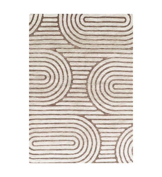 Beige Swirls Abstract Boho Farmhouse Soft Pile Boho Minimal Large Area Rug