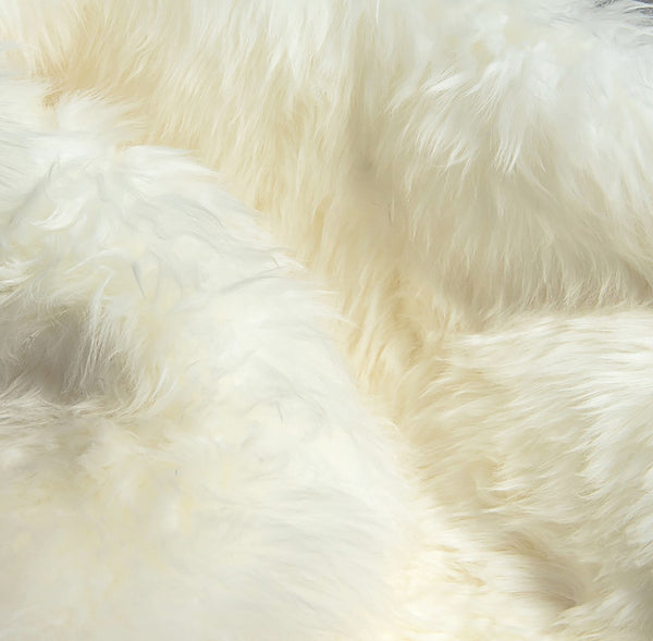 Ivory White New Zealand Super Thick Plush Natural Sheepskin Shag Rug - 28"x40"