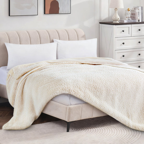 Ivory Cream Extra Soft Cozy Microfiber Solid Bed Blanket