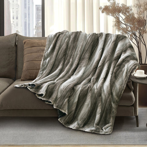 Black Grey Modern Extra Soft Cozy Microfiber Solid Bed Blanket