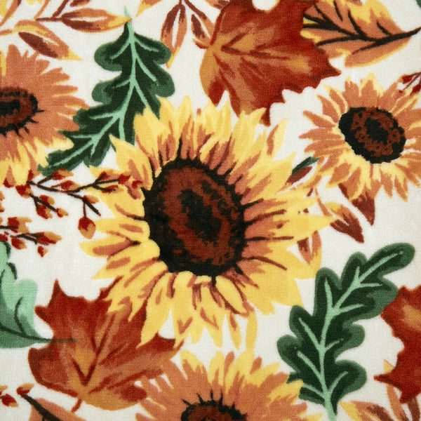 Beige Sunflower Floral Extra Soft Cozy Microfiber Solid Bed Blanket