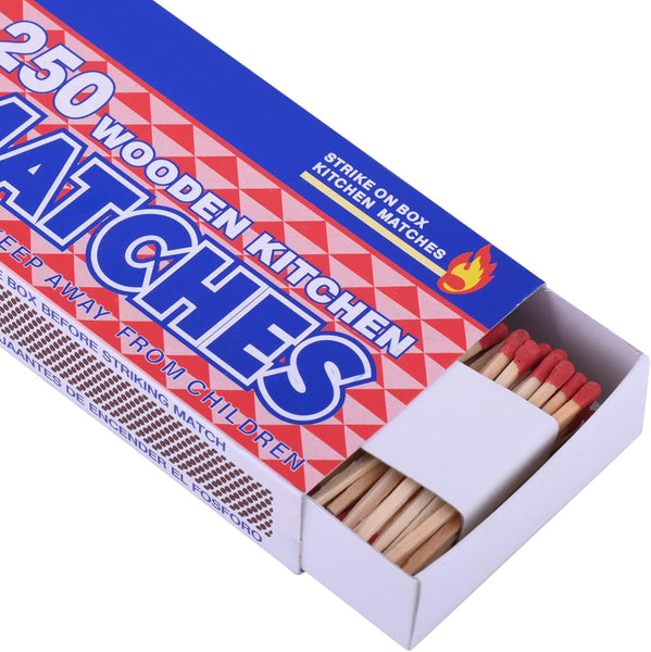 1 Box of 250 count Wooden Kitchen Matches Strike on Box Camping Fire Starters