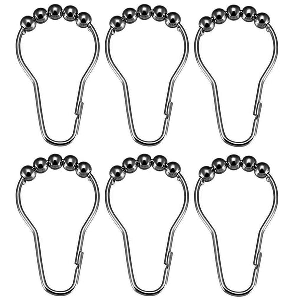 12 Piece Set - Black Nickel Heavy Duty Shower Curtain Hooks Rings Rustproof Metal