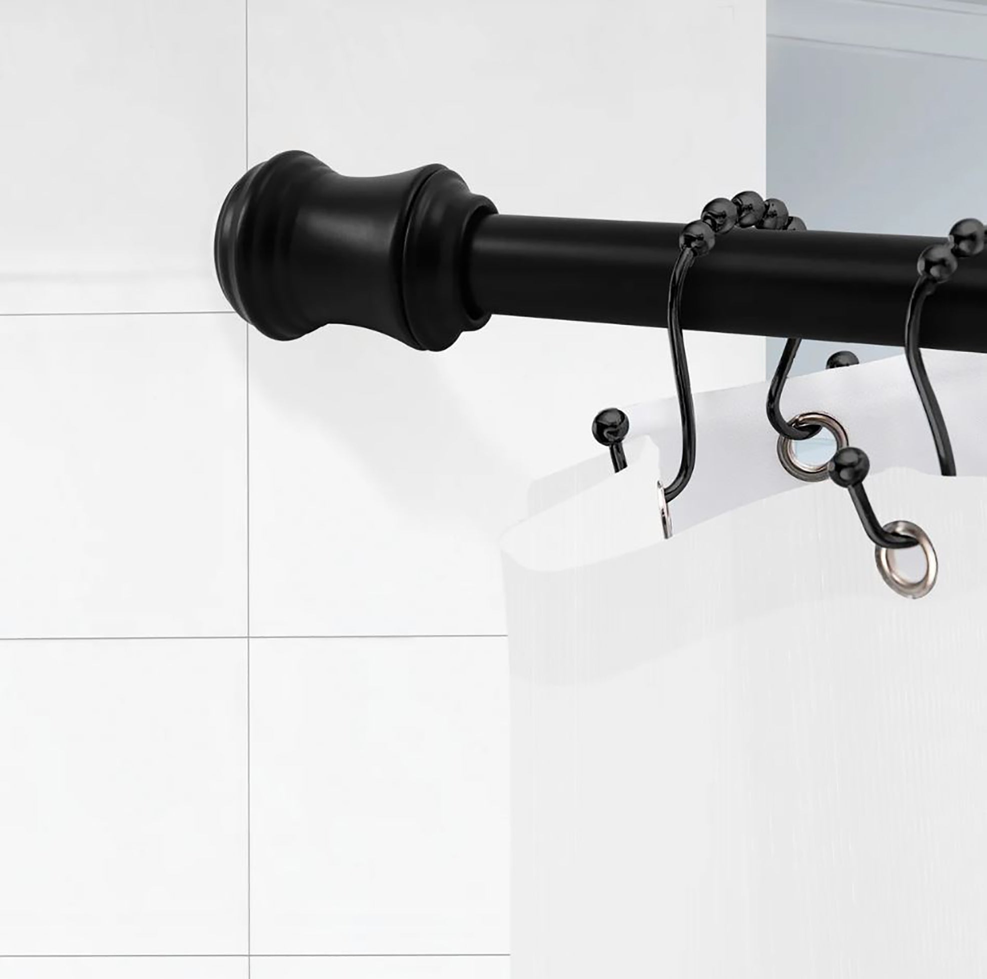 42"-72" Matte Black Regent Metal Shower Curtain Tension Rod Rust Resistant Non-Slip