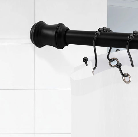 42"-72" Matte Black Regent Metal Shower Curtain Tension Rod Rust Resistant Non-Slip
