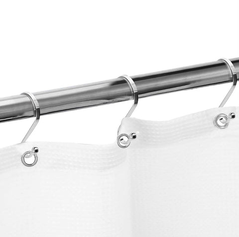 12 Piece Set - Chrome Heavy Duty Shower S-Shaped Curtain Hooks Rings Rustproof Metal