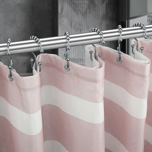 12 Piece Set - Brushed Nickel Heavy Duty Double Ear Shower Curtain Hooks Rings Rustproof Metal