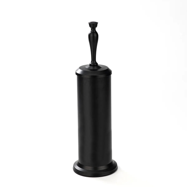 16" Tall Black Toilet Brush Set with Holder
