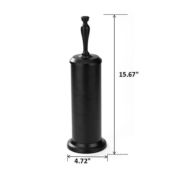 16" Tall Black Toilet Brush Set with Holder