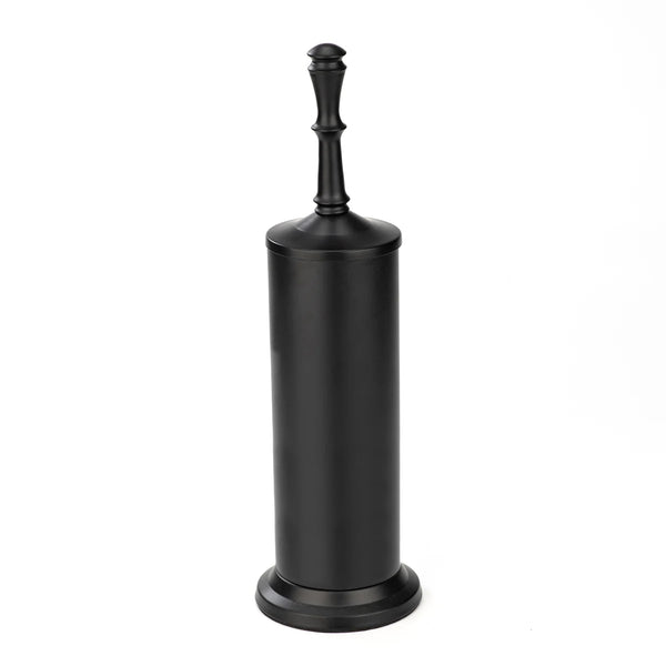 16" Tall Black Toilet Brush Set with Holder