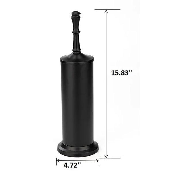 16" Tall Black Toilet Brush Set with Holder