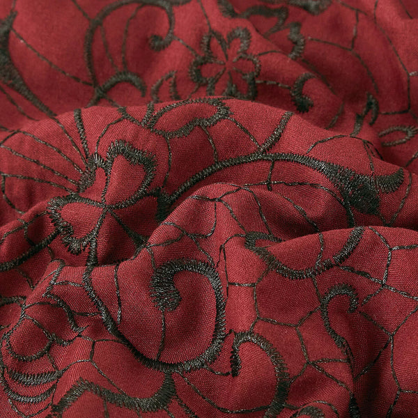 7 Piece Red Floral Modern Comforter Set Soft Bedding