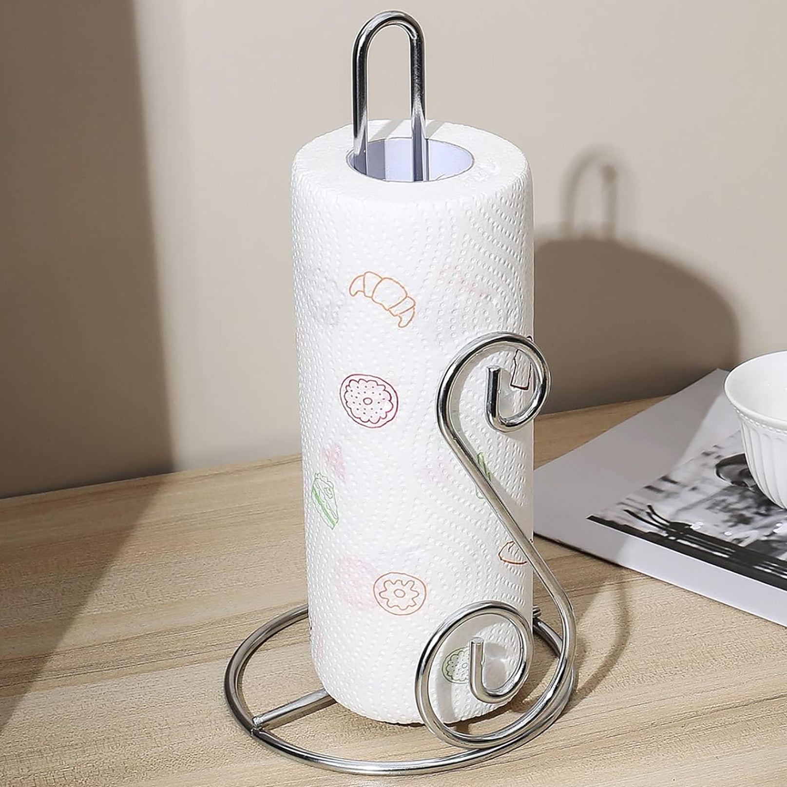 11" Tall - Silver Metal Paper Towel Holder