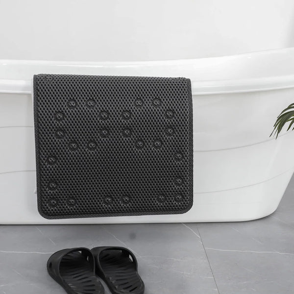 Extra Thick Long Black Non-Slip Foam Bathtub Shower Mat With Suction Cups Fast Drying - 36" x 17"